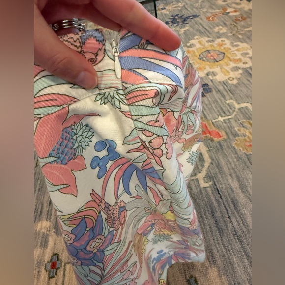 Talbots Canvas A-Line Skirt Pastel Tropical Leaf Floral Birds Print Skirt 6P - Picture 4 of 6